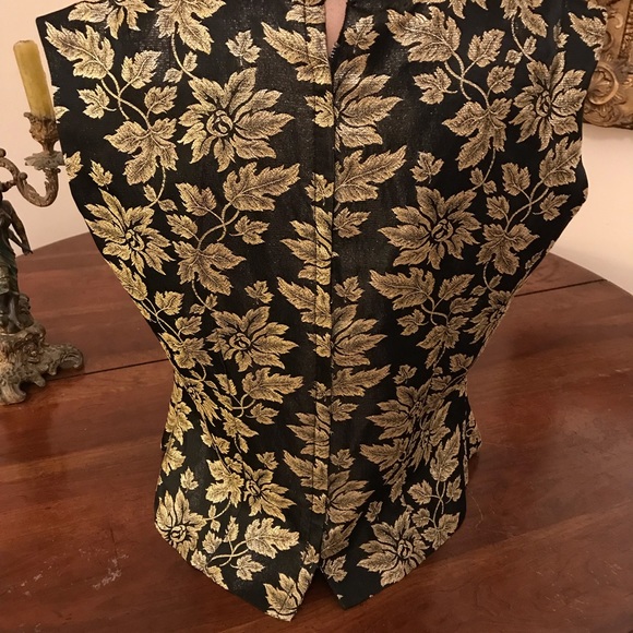 Black and Gold Brocade Top L - Picture 4 of 5